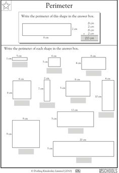 the perimeter worksheet is shown with numbers and shapes to help students understand what they are