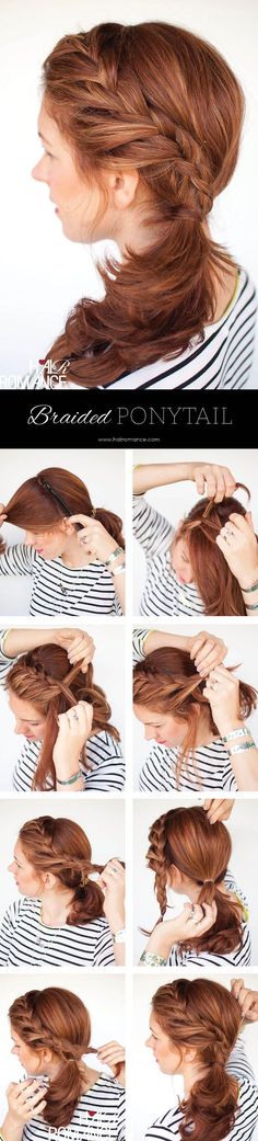 This season is all about the asymmetric designs for women’s hairstyles. Are you ready to keep up with this trend? We can see many top models wear this style for their off-duty look. For girls, it is very easy to make a side ponytail to get this hot style. You Plaited Updo, Five Minute Hairstyles, Updo Hairstyles Tutorials, Easy Updo, Hair Romance, Fishtail Braid, Hair Wedding, Penteado Cabelo Curto