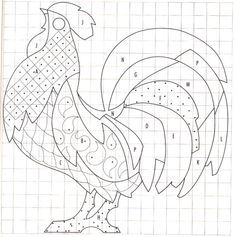 a drawing of a rooster with numbers on it