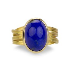 Ribbon Ring, Gold Flecks, Cabochon Ring, Birthstone Gifts, 18k Yellow Gold Ring, Rochester Ny, Yellow Gold Ring, Wide Bands, Blue Rings