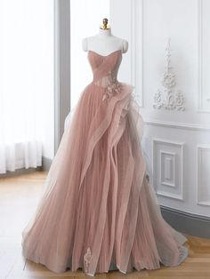 Pink A-Line Off Shoulder Long Prom Dress, Pink Lace Long Evening Dress Pink Wedding Dress Princess, Salmon Pink Prom Dresses, Prom Dresses Classy Elegant, Wedding Dresses Pink, Debut Dress, Light Pink Wedding Dress, Wedding Dress Pink, فستان زهري, Debut Dresses