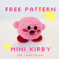 a crocheted pink teddy bear sitting on top of a white surface with the caption free pattern