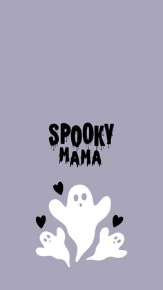 spooky mama ghost with hearts coming out of her mouth and the words spooky mama above it