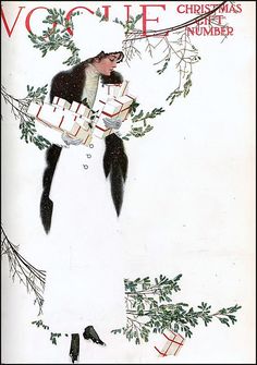 an illustration of a woman carrying presents in her arms with the words christmas written on it