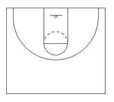 a basketball play with the line drawn out