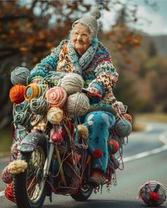 Stevens Point Wisconsin, Riding A Motorcycle, 50s Women, Knitting Humor, Knitted Wit, People Illustration