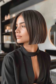 Coupe au carré Beckham Hair, Straight Short Bob, Straight Bob Hairstyles, Medium Bob, Straight Hair Cuts, Beautiful Haircuts, Haircut Short, Hair Inspiration Short