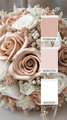 a bouquet with white and pink roses on it, labeled ebd770