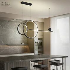 the modern kitchen is clean and ready to be used as a dining room or office