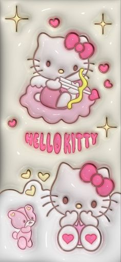 an image of hello kitty with hearts and stars