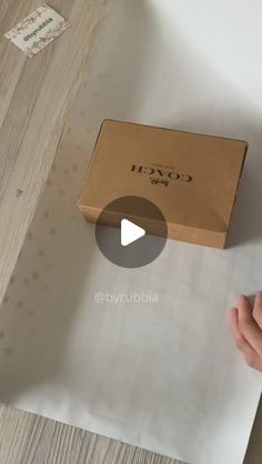 someone is opening up a box on top of the floor with their thumbnails