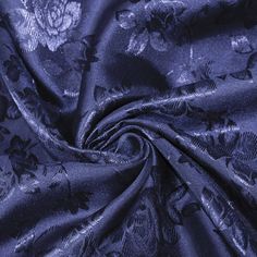 Kayla NAVY BLUE Polyester Floral Jacquard Brocade Satin Fabric by the Yard - 10004 Drapery Curtains, Floral Jacquard, Jacquard Pattern, Brocade Fabric, Blue Silk, Jacquard Fabric, Navy Floral, Patterned Fabric, Luxury Fabrics