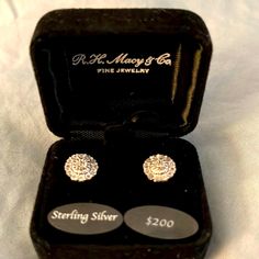 Macy & Co Vintage Diamond Earrings Valued $200 Macy's Round Earrings Gift, Macy's Silver Wedding Earrings, Elegant Silver Earrings For Anniversary Gift, Macy's Sterling Silver Jewelry With Matching Earrings, Macy's Silver Round Earrings, Elegant Sterling Silver Earrings For Anniversary Gift, Macy's Sterling Silver Diamond Earrings As Gift, Macy's Sterling Silver Drop Earrings, Macy's Silver Diamond Earrings Gift