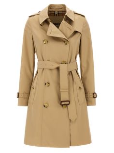 Medium 'Heritage Chelsea' cotton gabardine trench coat with Burberry check lining, double-breasted style with button closure, belt at the waist, pockets, long sleeves with adjustable wrist straps, back vent. Composition: 100% cotton Burberry Trench Coat Sandringham, Womens Burberry Peacoat, Burberry Trench Coat Long, Burberry Chelsea Coat, Luxury Gabardine Blazer For Fall, Luxury Fall Uniform Style Outerwear, Burberry Women Trenchcoat, Luxury Winter Workwear Outerwear, Luxury Classic Gabardine Outerwear