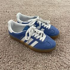 Super Cute, Trendy Blue Sambas! So Comfy, Only Put On To Try On And Walk Around In Room. The Perfect Shoes For This Fall, Easy To Dress Up And Down! Blue Sambas, Shoes Samba, Adidas Shoes Samba, Samba Adidas, Perfect Shoes, Adidas Samba, Blue Adidas, Samba, Try On