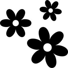 three black and white flowers on a white background