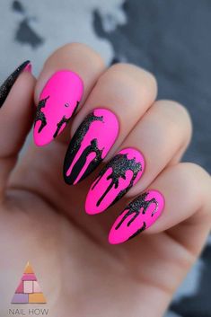 Black And Pink Nail Designs, Pink Halloween Nails, Holiday Themed Nails, Silk Wrap Nails, Nail Prices, Sns Nails, Spooky Style, Blue Nail Polish, Nail Oil