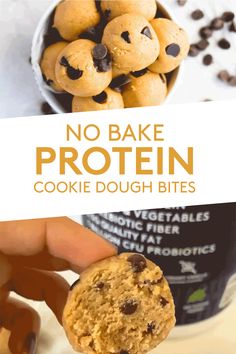 no bake protein cookie dough bites with chocolate chips