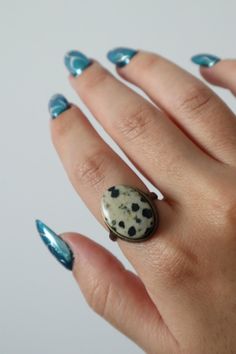 Dalmatian Jasper Bronze Ring, Gemstone Ring for Women, Crystal Accessory, Bohemian Boho Style, Handmade Unique Ring, Oval Shaped Stone - Etsy Malta Boho Fashion Bohemian, Dalmatian Jasper, Bronze Ring, Crystal Accessories, Ring Oval, Unique Ring, Ring Gemstone, Boho Stil, Ring For Women