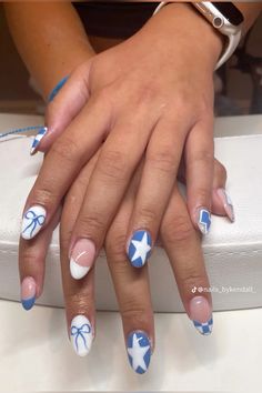 Blue Nail Inspo, Teen Nails, Cruise Nails, Beachy Nails, Simple Gel Nails, Summery Nails, Girly Acrylic Nails, Basic Nails, Classy Acrylic Nails