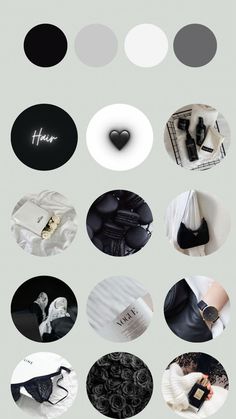 black and white collage with different items in the middle, including a heart shaped object