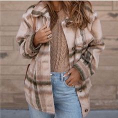 Nwot American Eagle Brushed Plaid Shacket Jacket Size Large New Plaid Brushed Plaid Shacket Jacket Pockets Plaid Shacket, Plaid Jacket, Free Offer, American Eagle Outfitters, American Eagle, Jackets For Women, Jackets & Coats, Plaid, Tags