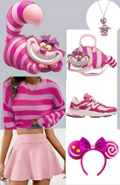 pink and white striped outfit with accessories for girls