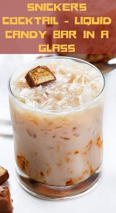 a drink in a glass with some candy on top