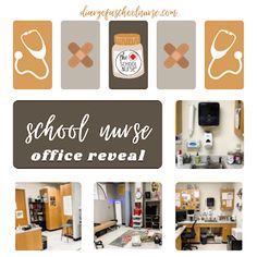 the school nurse office reveal is shown in this graphic above it's pictures and text