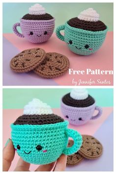 crochet coffee cup cozyies with free pattern