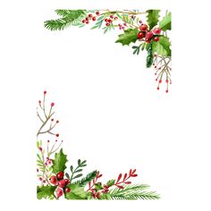 the letter d decorated with holly and red berries is shown in watercolor on white paper