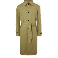 Barena's 'Paramar' trench coat is the kind of classic style that'll endure in your wardrobe year after year. Designed to hit just below the knee, it's tailored from crisp cotton-twill with a sizeable collar, button-adjustable tabs on the cuffs and a tie belt. Dress it up or down – it can go either way. Timeless Gabardine Outerwear For Spring, Classic Long Raincoat For Fall, Classic Beige Raincoat For Fall, Classic Spring Raincoat With Button Closure, Classic Long Single Breasted Raincoat, Classic Long Single-breasted Raincoat, Classic Long Gabardine Raincoat, Classic Gabardine Belted Outerwear, Classic Belted Raincoat For Work