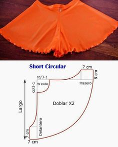 an orange skirt is shown with measurements for the bottom and side, as well as how to measure it