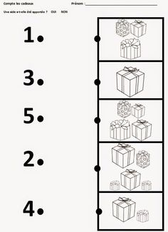 a number line with presents on it and numbers in the box to be used for christmas gifts