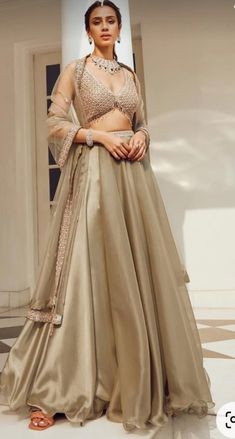 Ethereal Green, Flared Lehenga, Lehenga And Blouse, Detail Couture, Lehenga Skirt