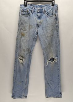 New! Levis 505 Jeans Vintage Y2K Mens 29x30 Blue Destroyed Rip Stained Grunge Denim was just added to eBay. Check it out! #eBay #eBaySeller Worn Jeans Men, 90s Mens Jeans, Grunge Jeans Men, 2000s Jeans Men, 2000s Jeans, Grunge Denim, Y2k Mens, Ripped Jeans Style, Grunge Jeans