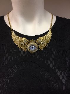 Stunning Antiqued Gold Tone Winged Heart Eyeball Art Necklace - Etsy Heart-shaped Gold Jewelry For Festivals, Jeweled Choker Necklaces For Gifts, Eyeball Art, Shell Beads Necklace, Winged Heart, Art Necklace, Choker Chain, Art Necklaces, Puka Shell