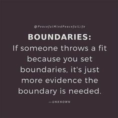 a quote that says boundaries if someone throws a fit because you set boundariess, it's just more evidence the boundary is needed