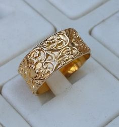 Gold Wedding Band, Unique Wedding Band, Textured Gold Ring, 14k Gold Ring, Unisex Gold Wedding Ring, Elegant Filigree Ring With Intricate Design For Marriage, Elegant Yellow Gold Engraved Wedding Ring, Elegant Engraved Yellow Gold Marriage Ring, Victorian Diamond Cut Rings For Marriage, Gold Filigree Ring For Wedding, Wedding Ring In Yellow Gold With Decorative Band, Elegant Engraved Ring With Decorative Band For Promise, Luxury Yellow Gold Engraved Wedding Ring, Antique Yellow Gold Wedding Ring