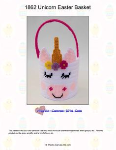 an easter basket with a unicorn face on it