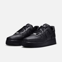 Style No. HF8189-001 Color: Black/Black/Black his special edition is decked out in black from top to bottom, plus a pop of Game Royal on the insoles for a little something extra. Comfortable, durable and timeless—the AF1 is a fan favorite for a reason. Classic '80s construction paired with perforated leather brings style that tracks whether you're on the court or on the go. Nike Air Force 1 SP Worldwide 'Triple Black' Men's Shoes. Vans Top, Leather Making, Nike Air Force 1 Low, Mens Nike Air, Nike Acg, Latest Sneakers, Newest Jordans, Air Force 1 Low, Perforated Leather