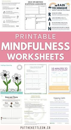 25 Mindfulness Worksheets & Exercises for Adults, teenagers and Kids - to live in the present moment. Includes free printable worksheets and mindfulness activities plus a few cute, affordable worksheets on Etsy. Printable Mindfulness Worksheets, Mindfullness Activities, Mindfulness Worksheets, Group Therapy Activities, Coping Skills Activities, Cbt Worksheets, Counseling Worksheets, Self Esteem Activities, What Is Mindfulness