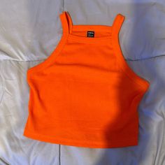 Never Worn, Very Bright Orange, In Great Condition! Fitted Orange Crop Top For Summer, Orange Crop Tops, Coquette Ropa, Cheap Orange Crop Top, Orange Fitted Crop Top, Orange Top Outfit, Cheap Orange Tank Top, Orange Crop Top, Tops Shein