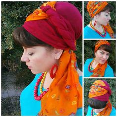 Scarf Headwrap, Scarf Summer, Summer Wraps, Flower Scarf, Sewing Fashion, Head Dress, Red Wood