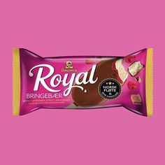 the royal chocolate bar is on a pink background