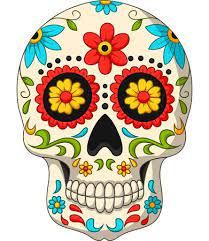 a sugar skull with colorful flowers on it