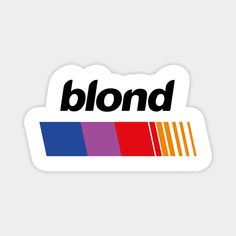 a sticker with the word blond in black and orange, on a white background