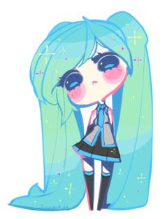 Little Miku. Pagedoll by Jiyuuri on @DeviantArt Long Blue Hair, Miku Hatsune Vocaloid, Miku Hatsune, Cute Kawaii Drawings, Manga Cosplay