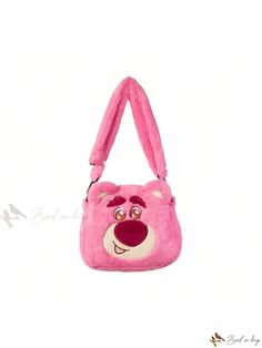 Bird in Bag - Miniso Disney Plush Season Handheld Crossbody Bag - Puffy Cartoon Bag (Lotso - Strawberry Bear) Pink Character Bag For Everyday Use, Cute Type, Bear Bag, Strawberry Bear, Knitting Tote Bag, Knitting Tote, Cartoon Bag, Crochet Shoulder Bag, Disney Plush