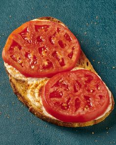 two slices of toast with tomatoes on them